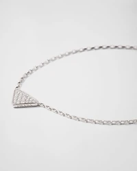 Eternal Gold micro triangle pendant necklace in white gold and diamonds