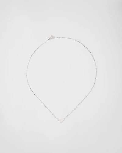 Eternal Gold micro triangle pendant necklace in white gold and diamonds