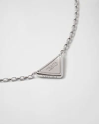 Eternal Gold micro triangle pendant necklace in white gold and diamonds