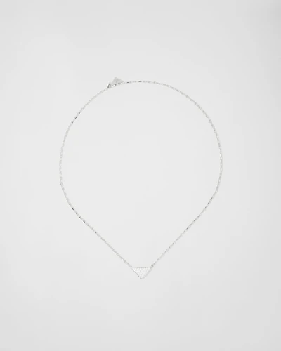 Eternal Gold mini triangle pendant necklace in white gold and diamonds