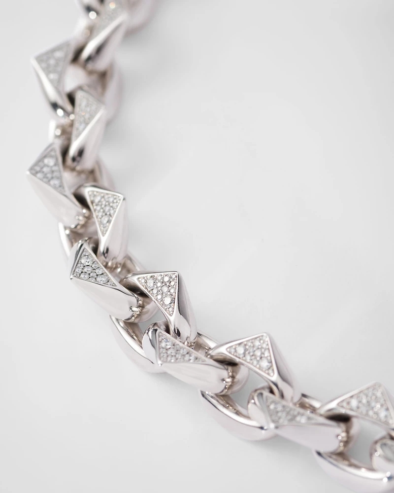 Eternal gold chain necklace white with pavé diamonds