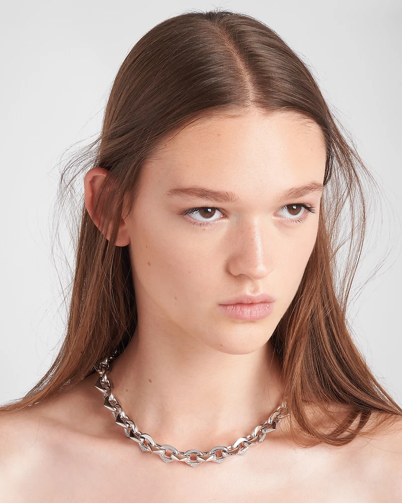 Eternal gold chain necklace white with pavé diamonds
