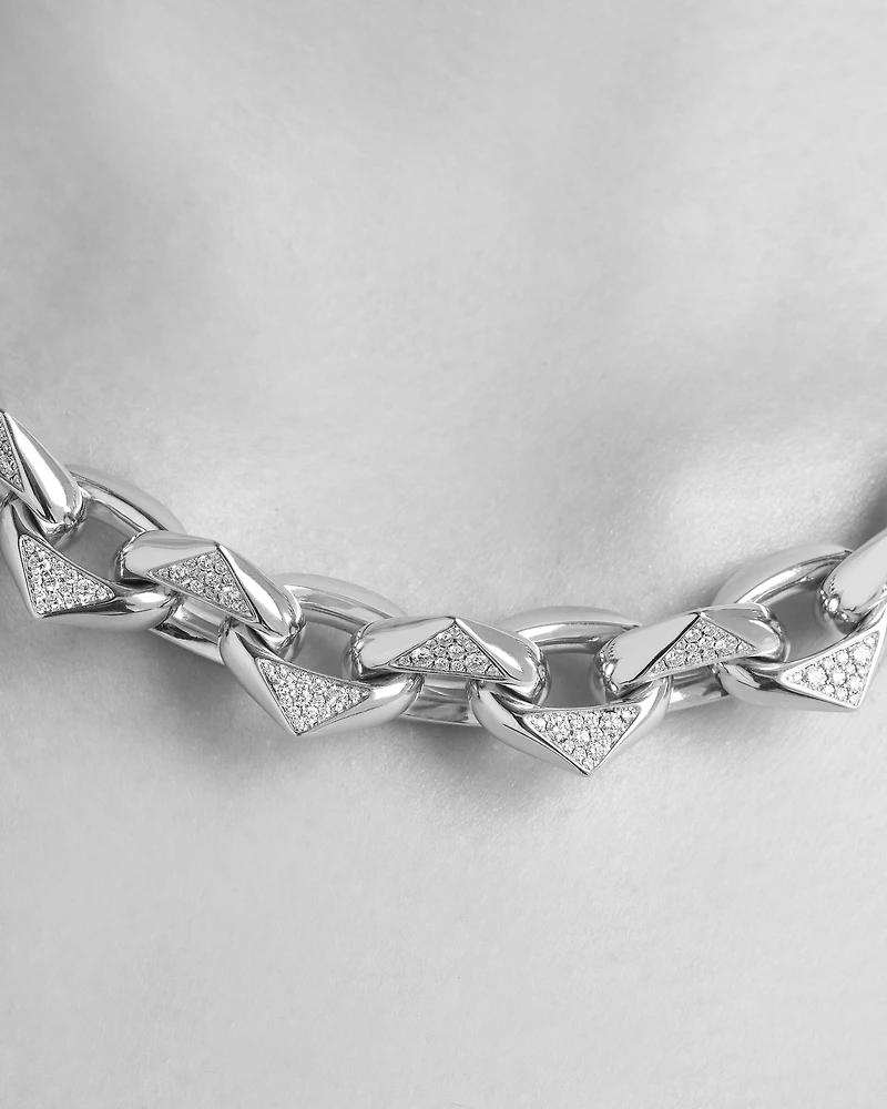Eternal gold chain necklace white with pavé diamonds