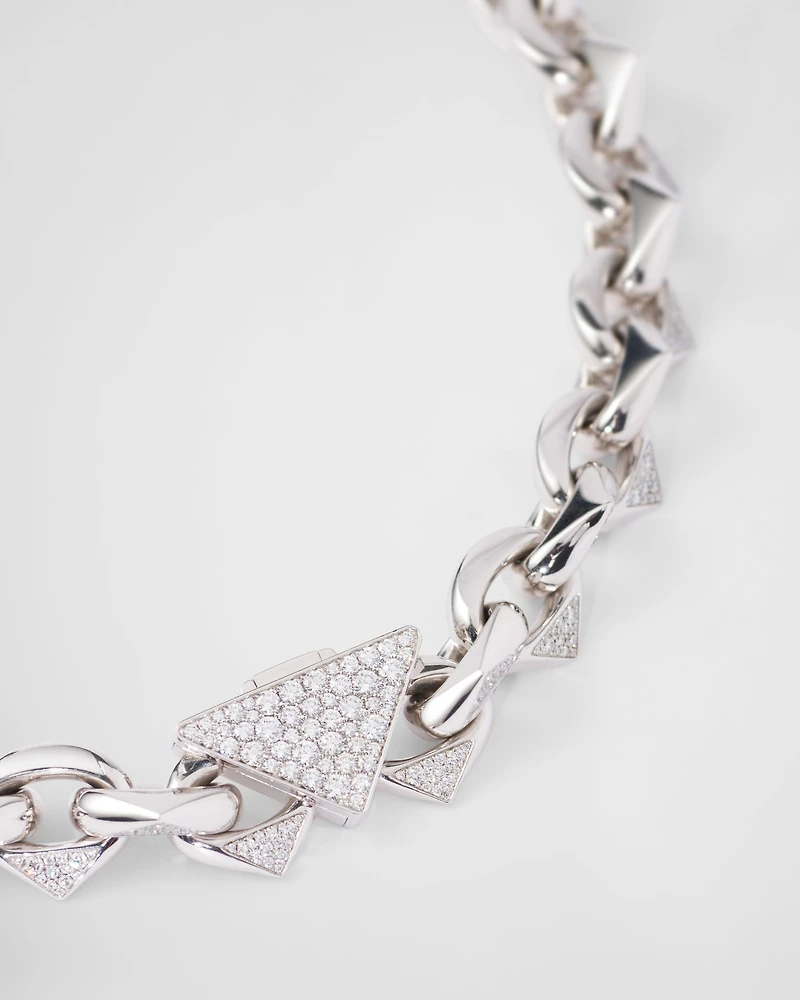 Eternal gold chain necklace white with pavé diamonds