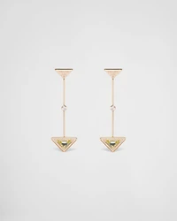 Eternal Gold drop earrings in yellow gold with diamonds and green quartz