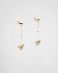 Eternal Gold drop earrings in yellow gold with diamonds and green quartz