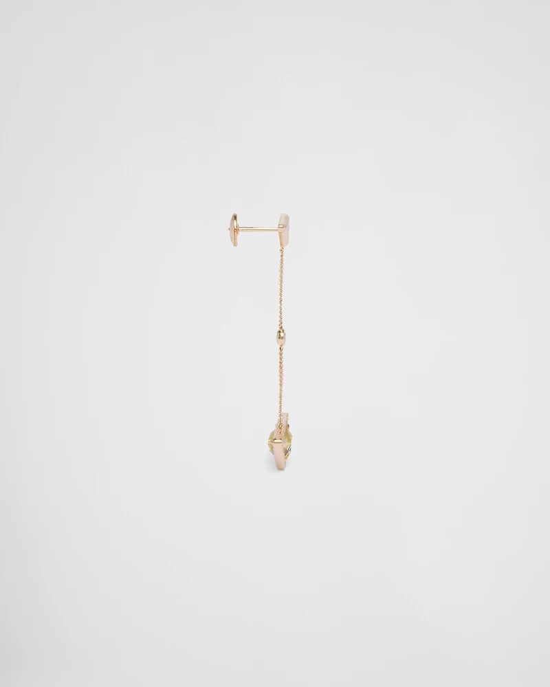 Eternal Gold drop earrings in yellow gold with diamonds and green quartz