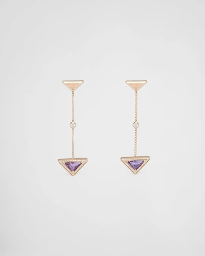 Eternal Gold drop earrings in yellow gold with diamonds and amethyst