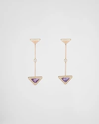 Eternal Gold drop earrings in yellow gold with diamonds and amethyst