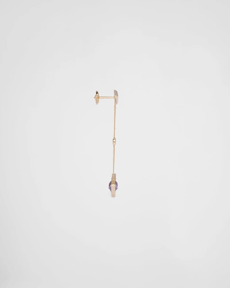 Eternal Gold drop earrings in yellow gold with diamonds and amethyst