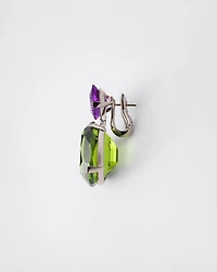 Couleur Vivante pendant earrings - white gold with peridot and amethyst