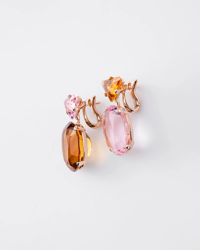Couleur Vivante pendant earrings - rose gold with morganite and citrine