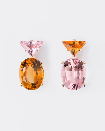 Couleur Vivante pendant earrings - rose gold with morganite and citrine