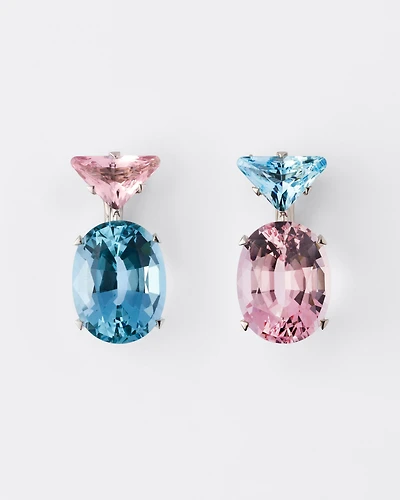 Couleur Vivante pendant earrings - white gold with morganite and aquamarine 