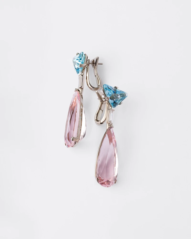 Couleur Vivante pendant earrings - white gold with aquamarine