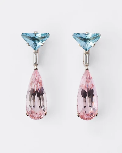 Couleur Vivante pendant earrings - white gold with aquamarine