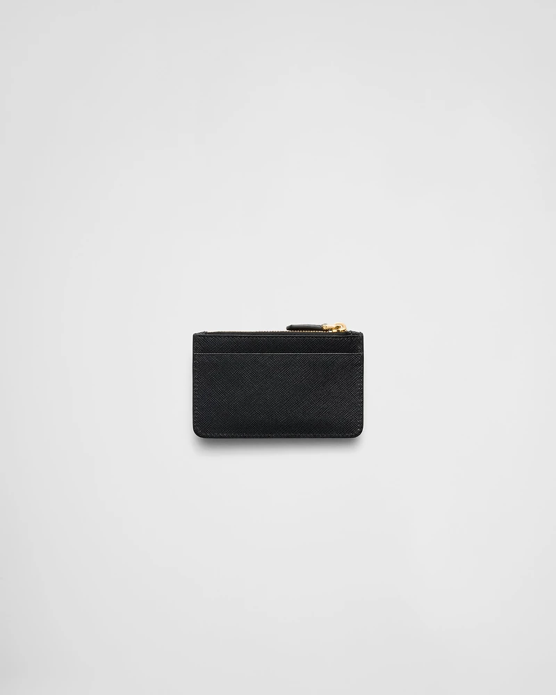Saffiano and smooth leather card holder