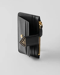 Saffiano and smooth leather card holder