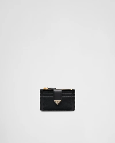 Saffiano and smooth leather card holder