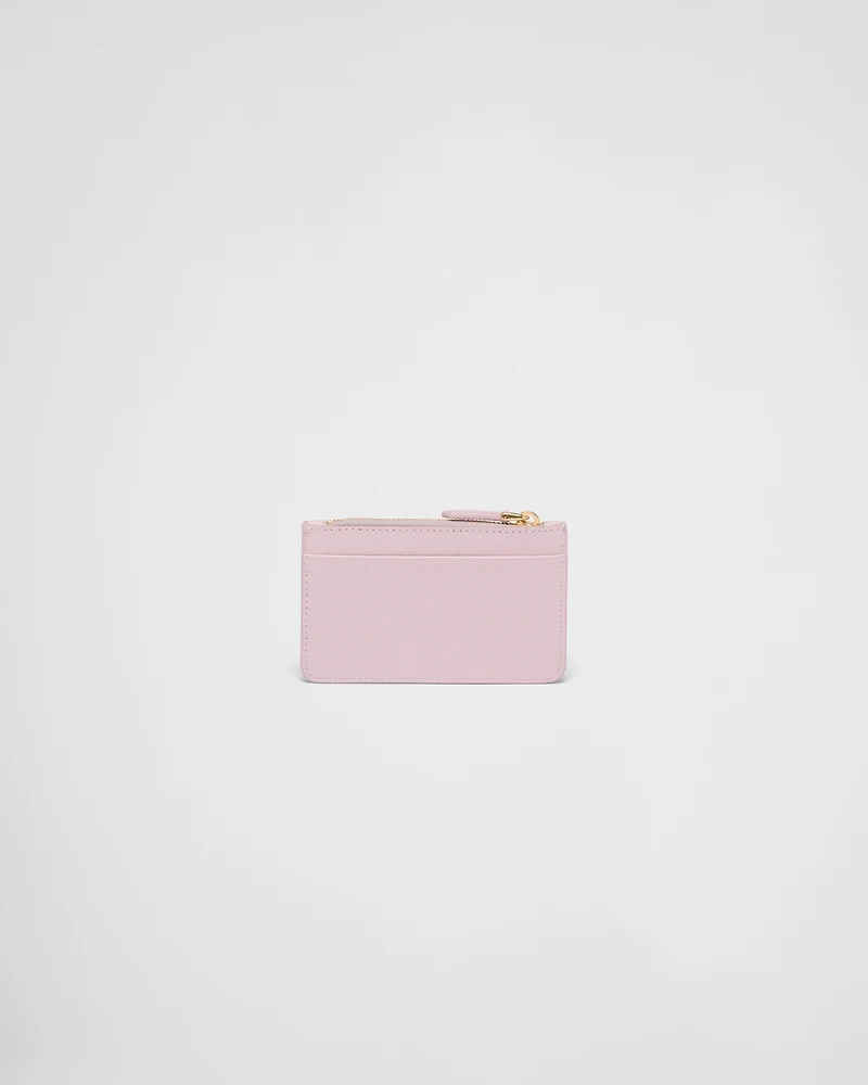 Saffiano and smooth leather card holder