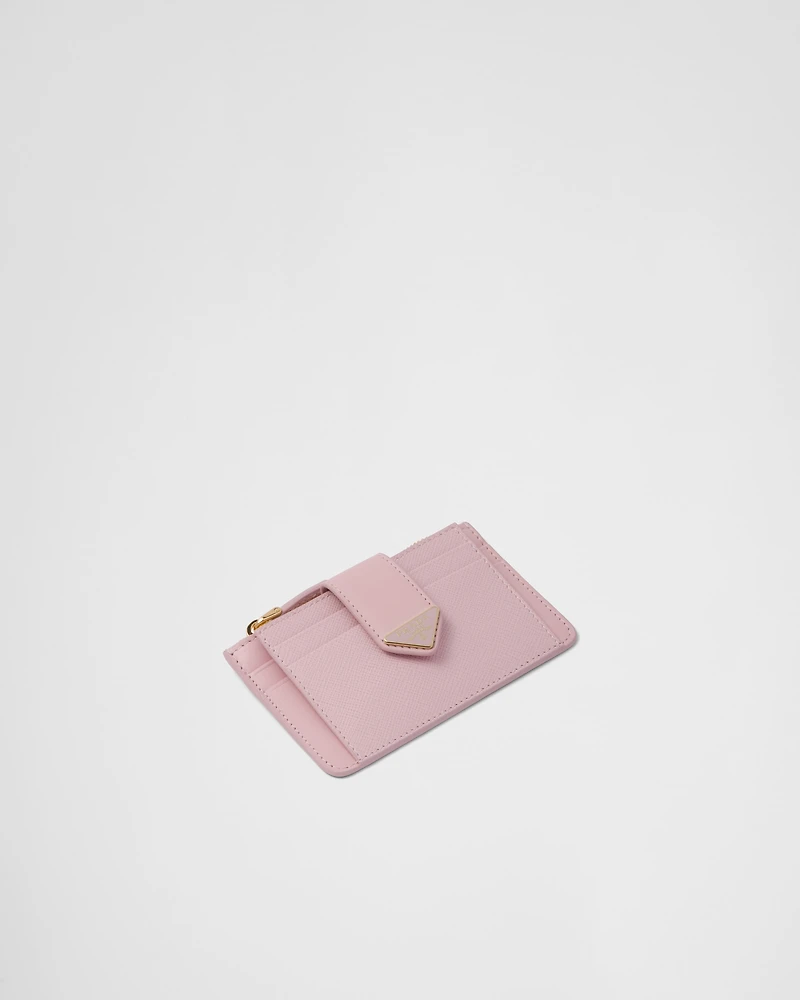 Saffiano and smooth leather card holder