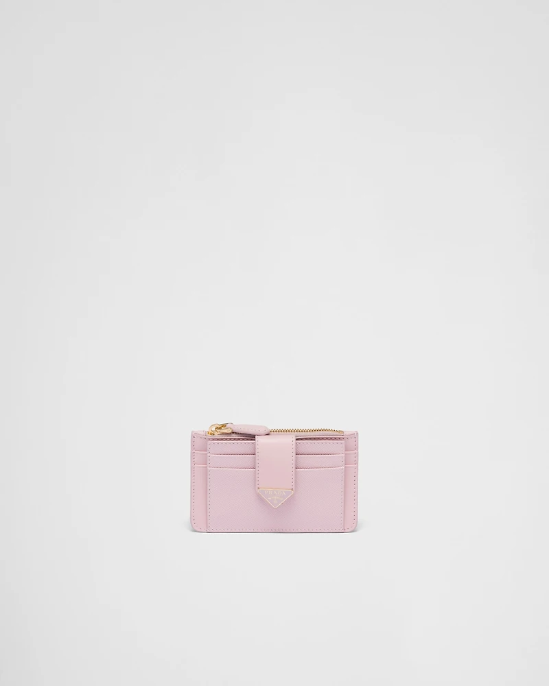 Saffiano and smooth leather card holder