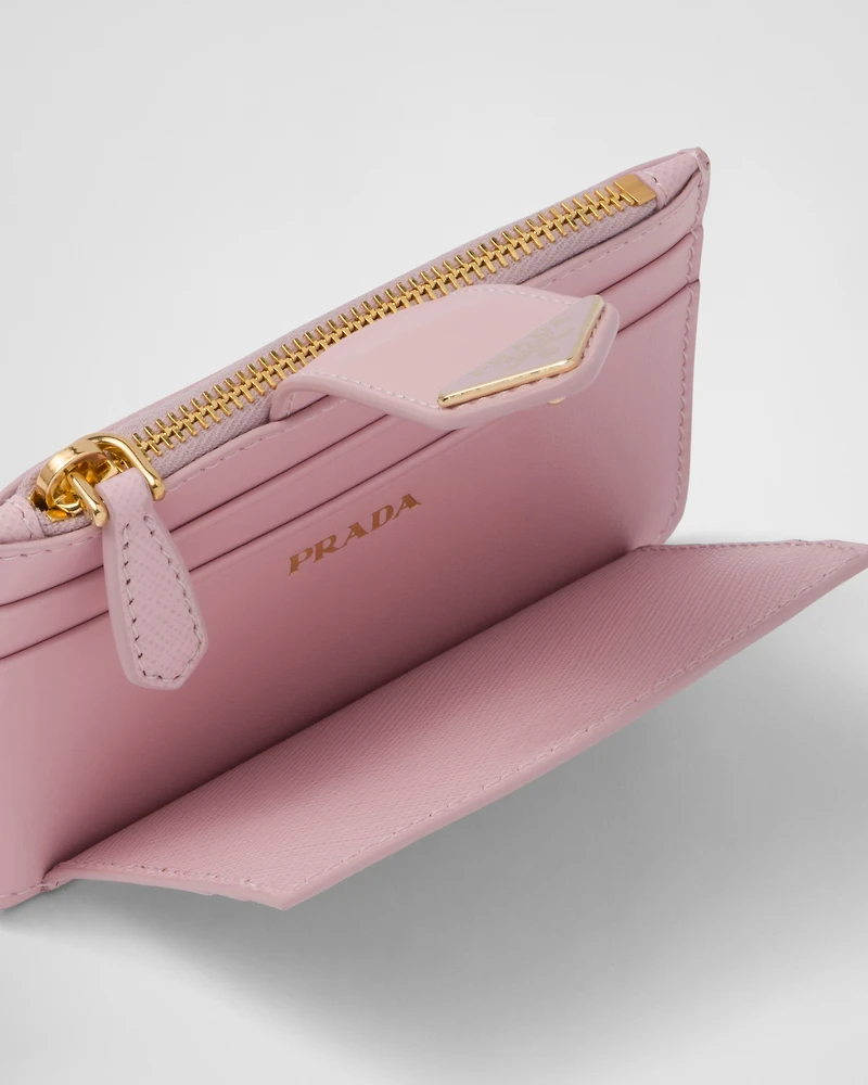 Saffiano and smooth leather card holder