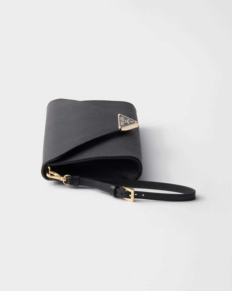 Saffiano leather envelope clutch