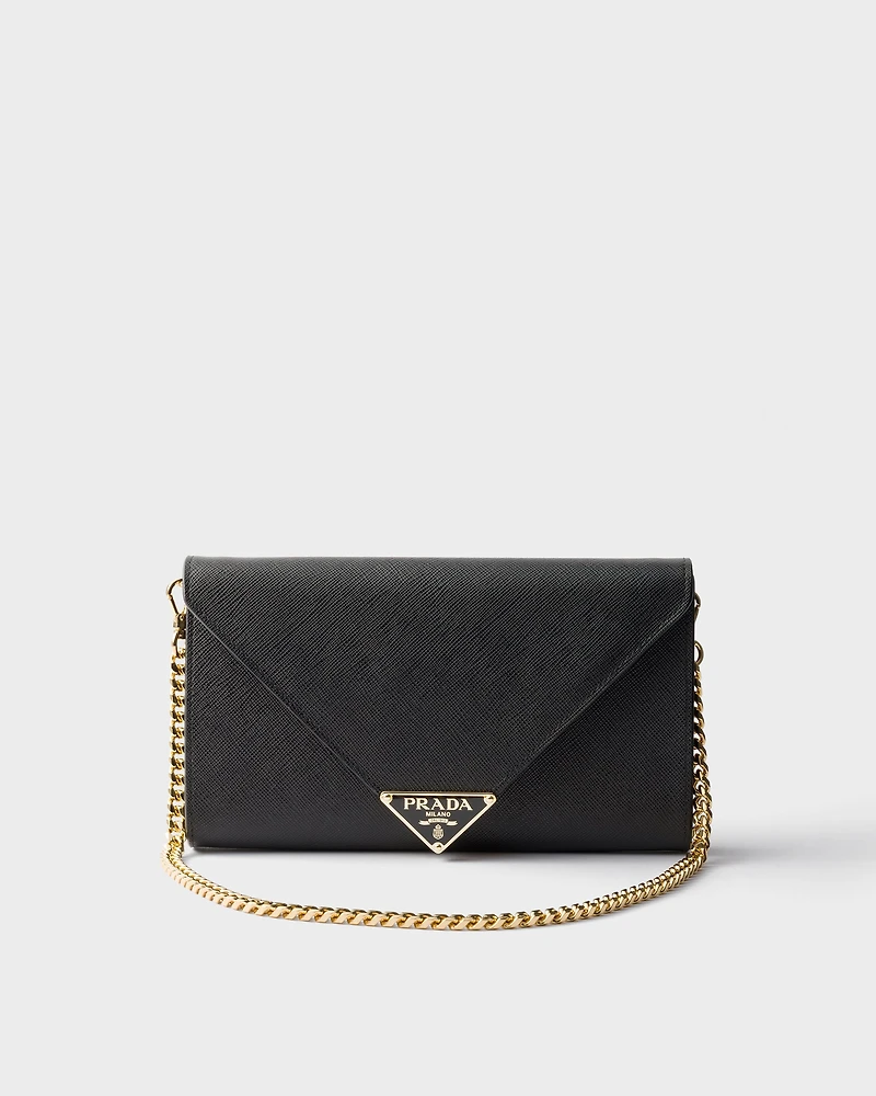 Saffiano leather envelope clutch