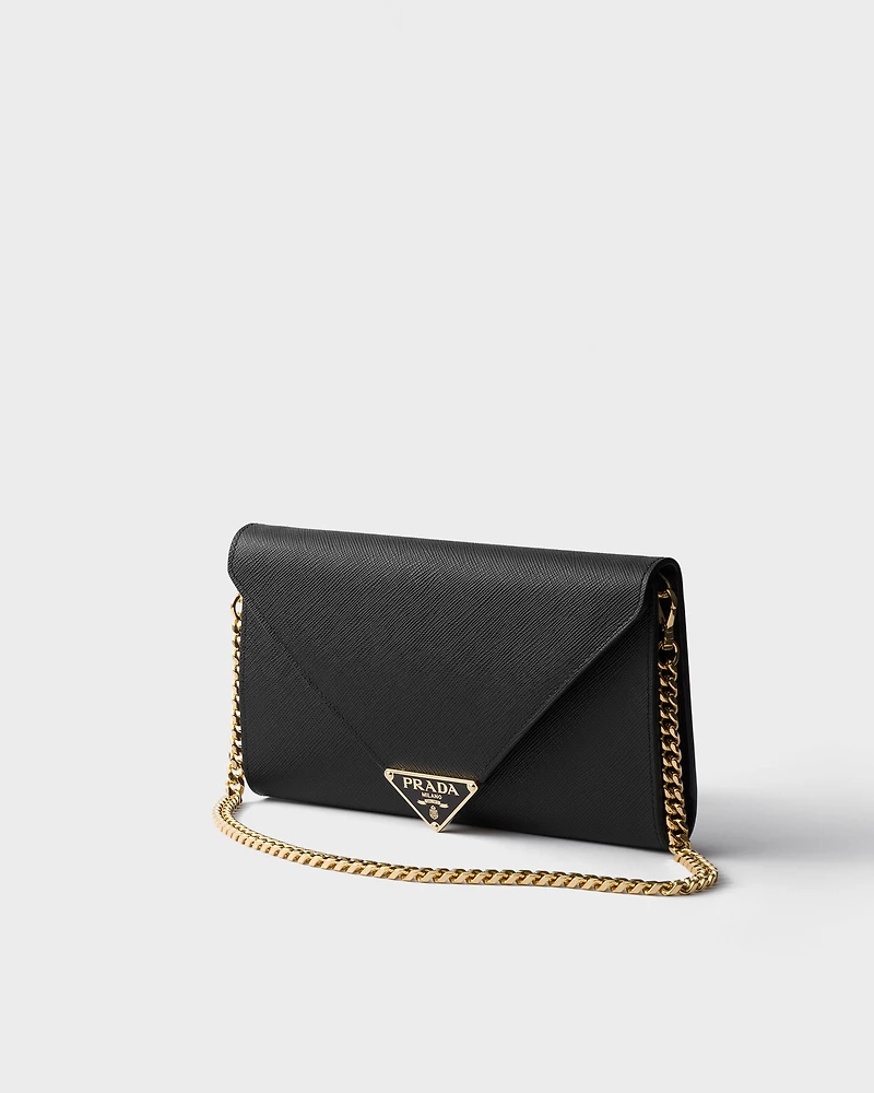 Saffiano leather envelope clutch