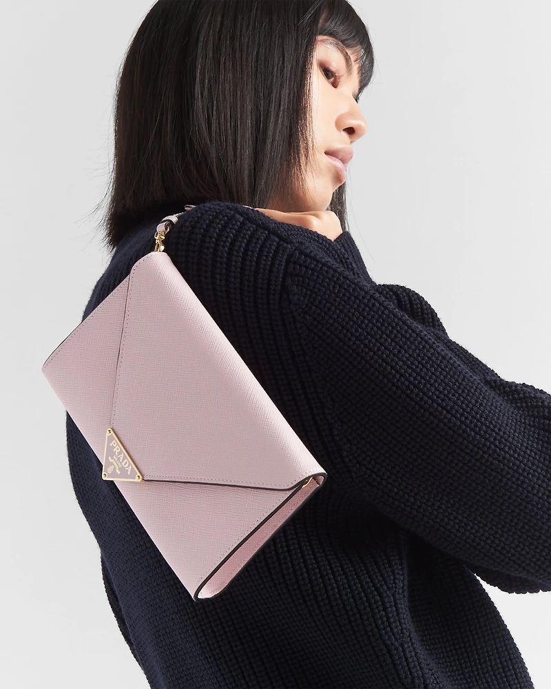 Saffiano leather envelope clutch