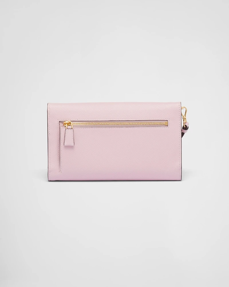 Saffiano leather envelope clutch