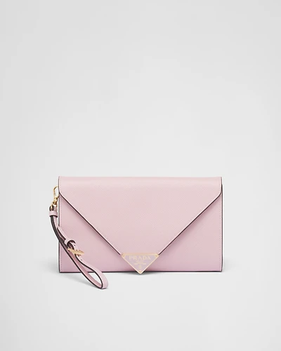 Saffiano leather envelope clutch