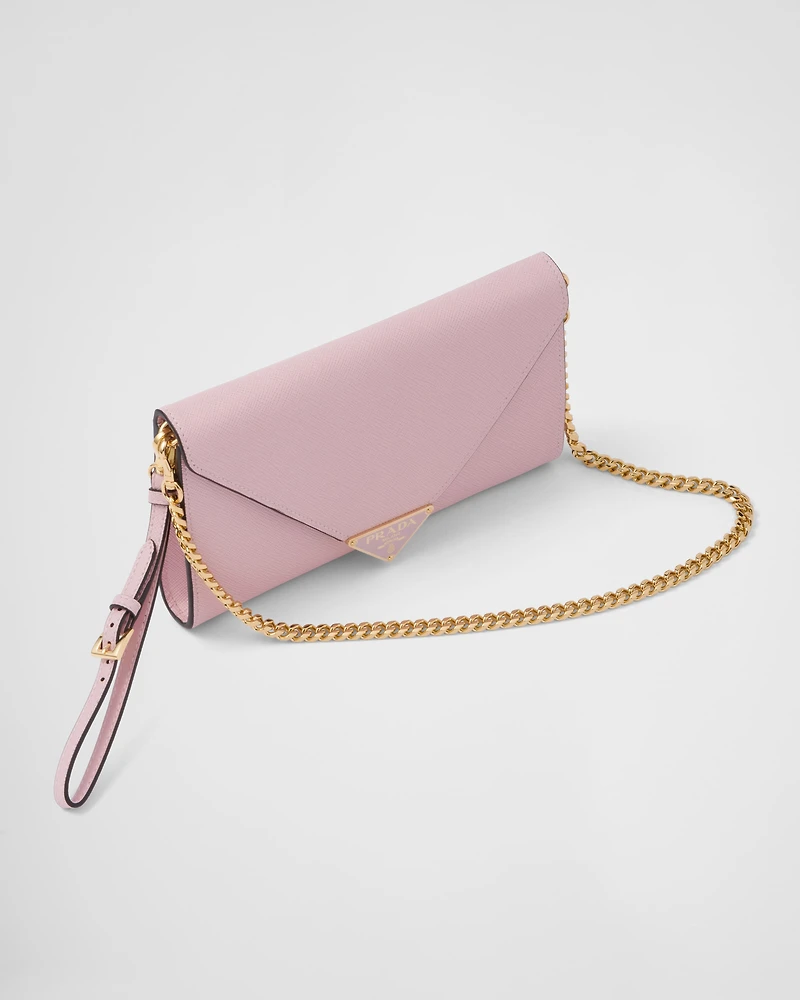Saffiano leather envelope clutch