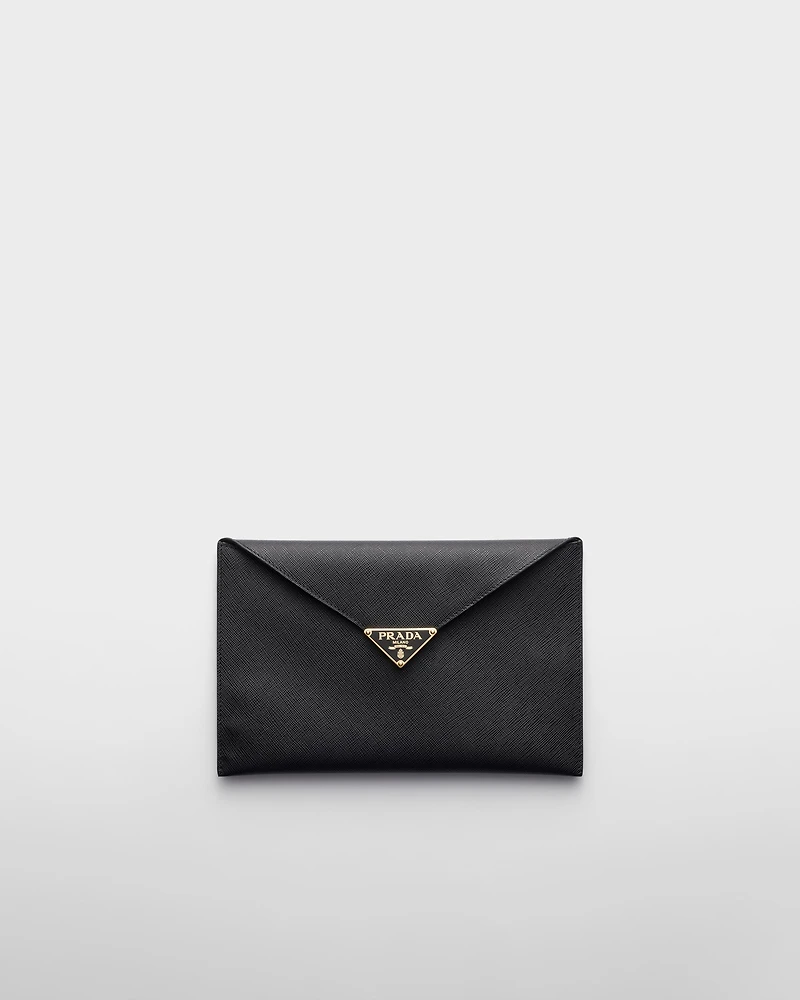 Saffiano leather envelope clutch