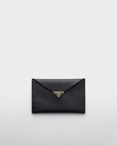 Saffiano leather envelope clutch
