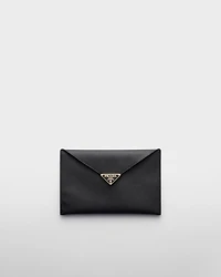 Saffiano leather envelope clutch