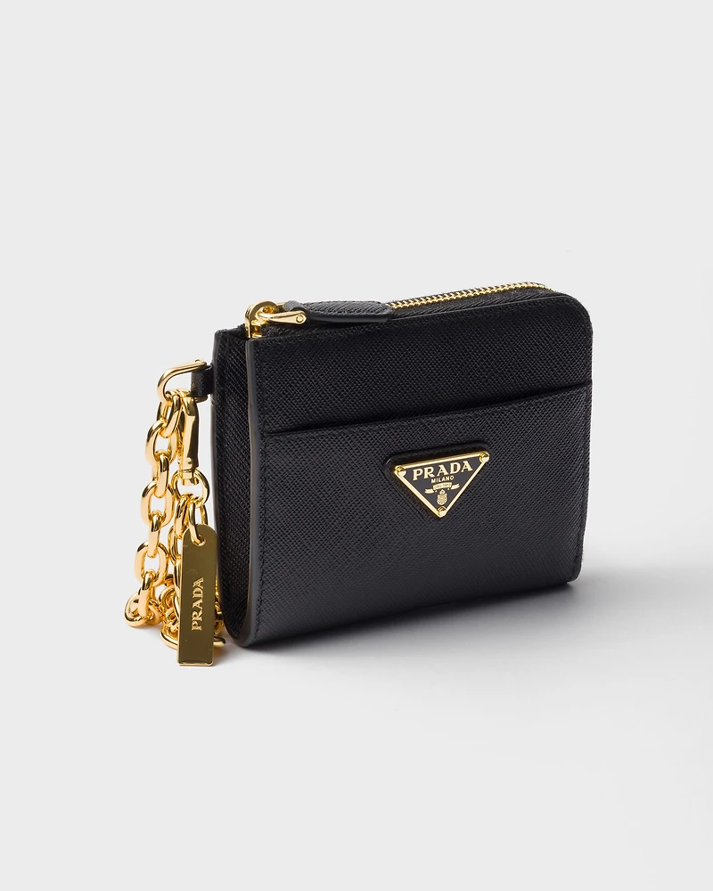 Small Saffiano leather zipper wallet