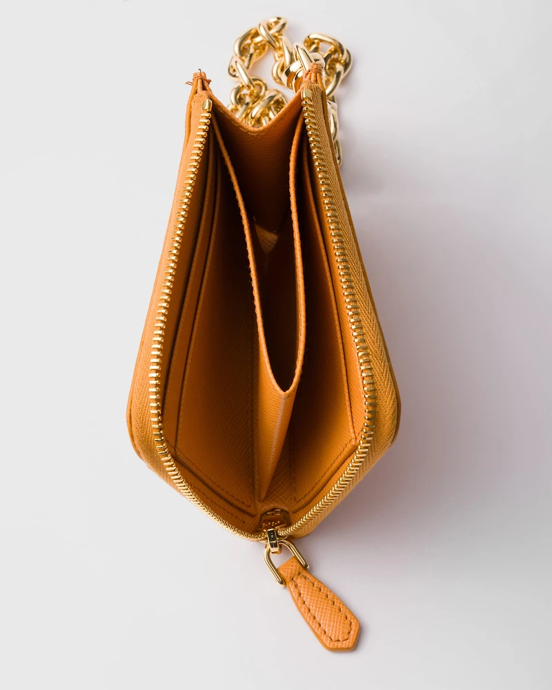 Small Saffiano leather zipper wallet