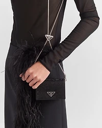 Cardholder with shoulder strap and crystals