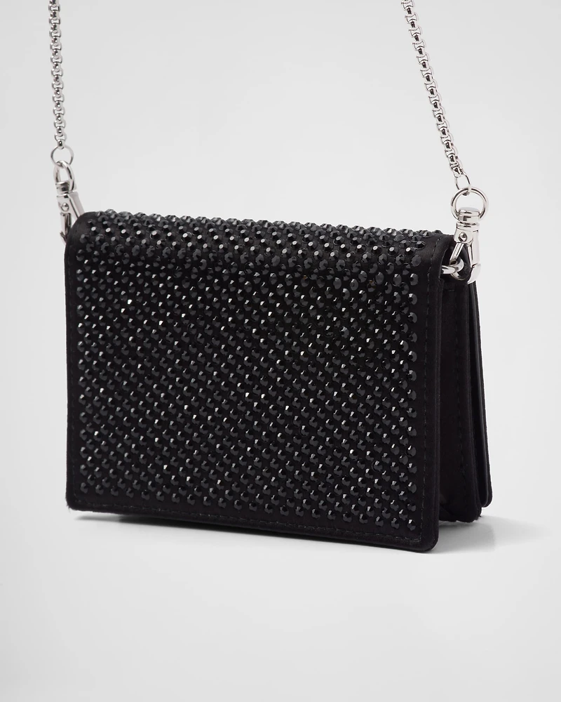 Cardholder with shoulder strap and crystals