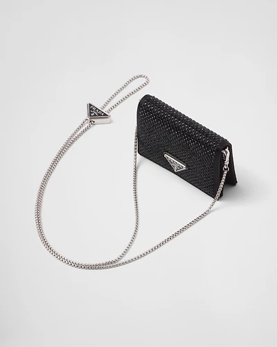 Cardholder with shoulder strap and crystals