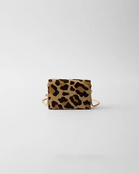 Printed leather card holder with shoulder strap