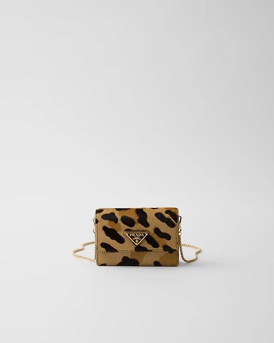Printed leather card holder with shoulder strap