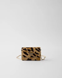 Printed leather card holder with shoulder strap