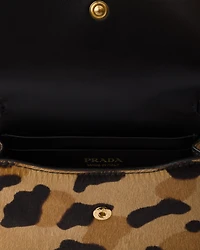 Printed leather card holder with shoulder strap
