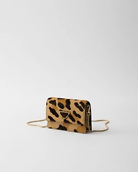 Printed leather card holder with shoulder strap