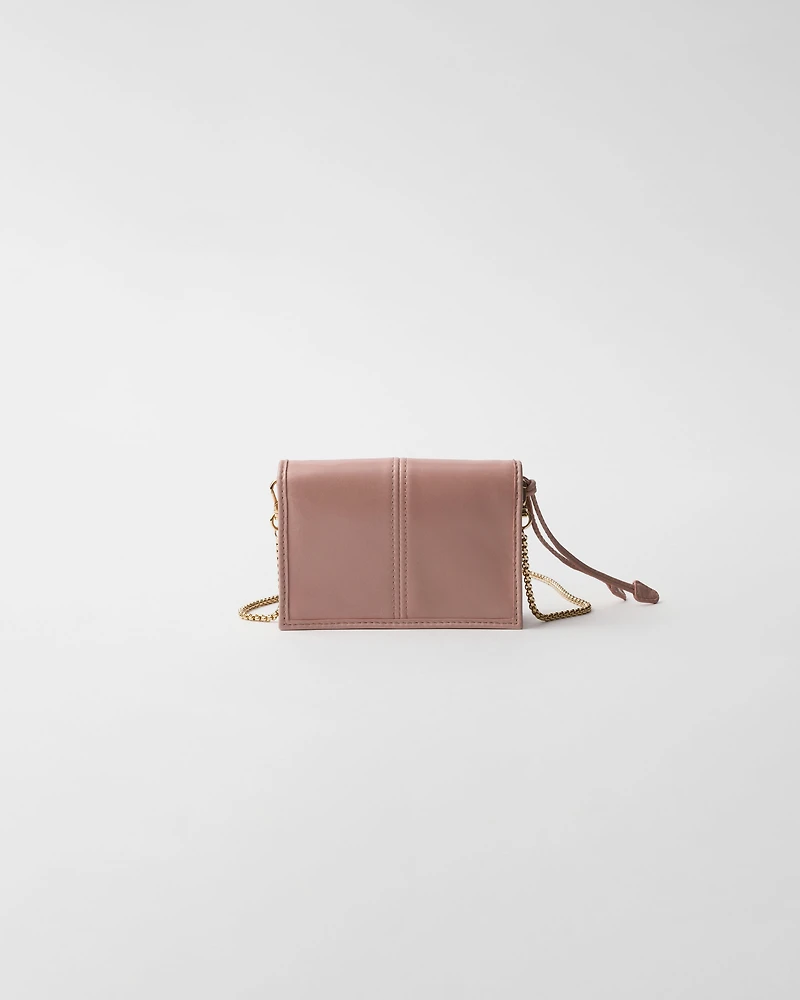 Leather card holder with shoulder strap