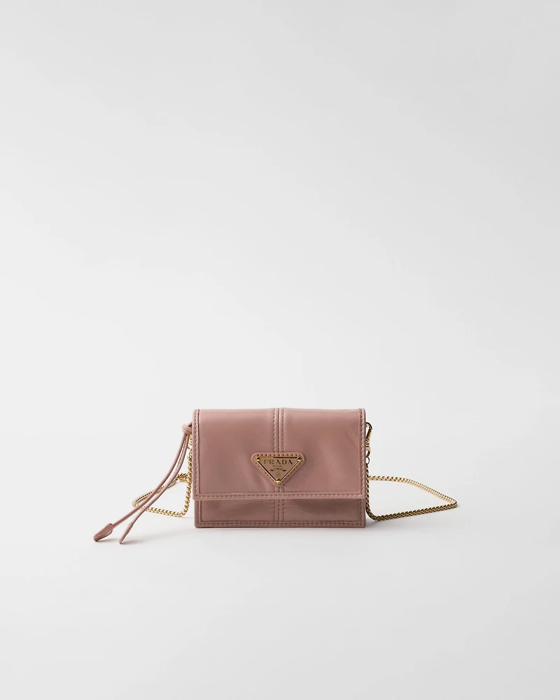 Leather card holder with shoulder strap