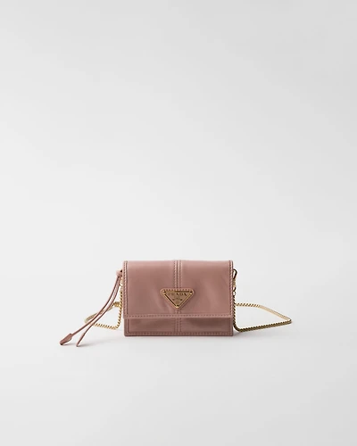 Leather card holder with shoulder strap